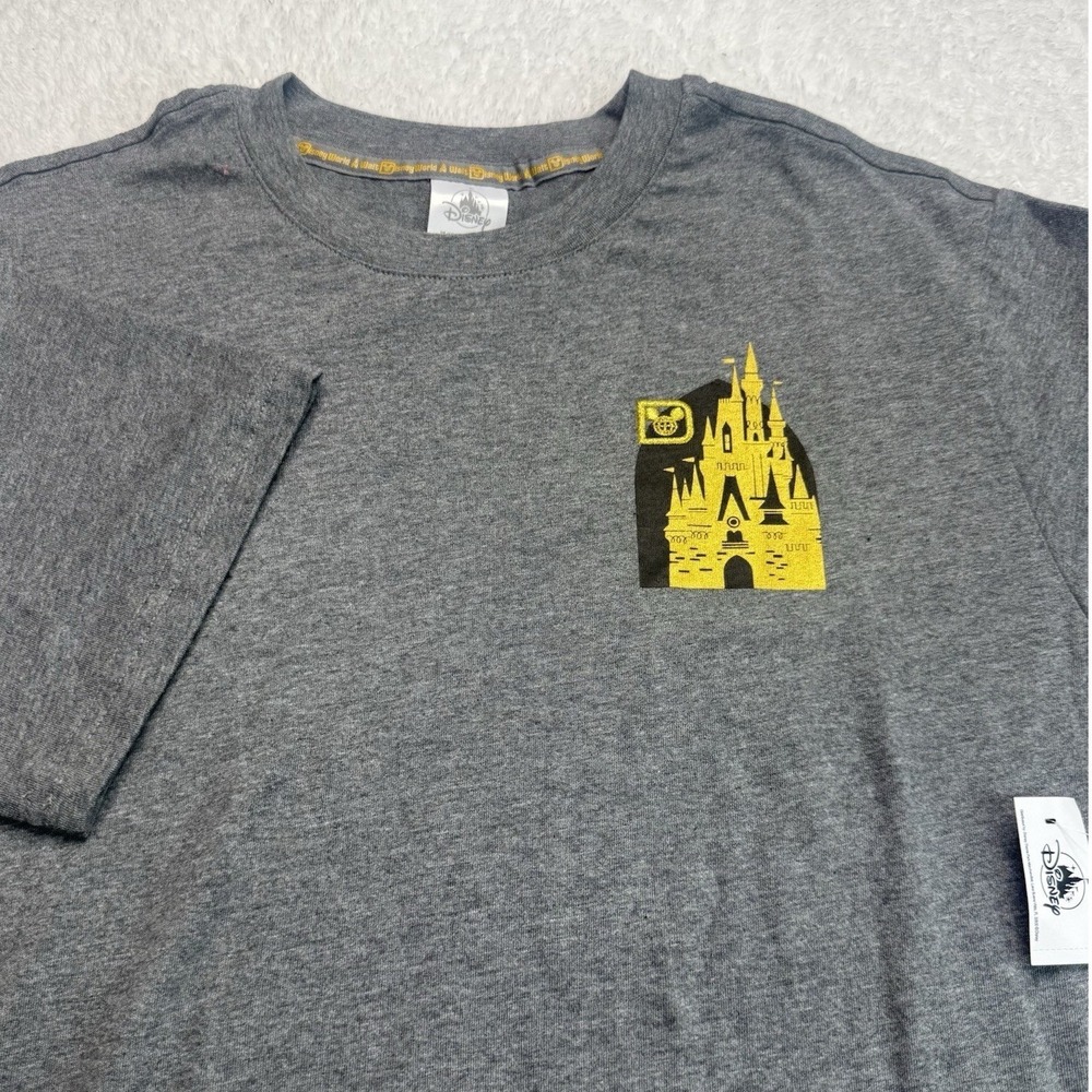Disney Parks T-Shirt Women Med Gray Walt Disney World Gold Castle Graphic Tee